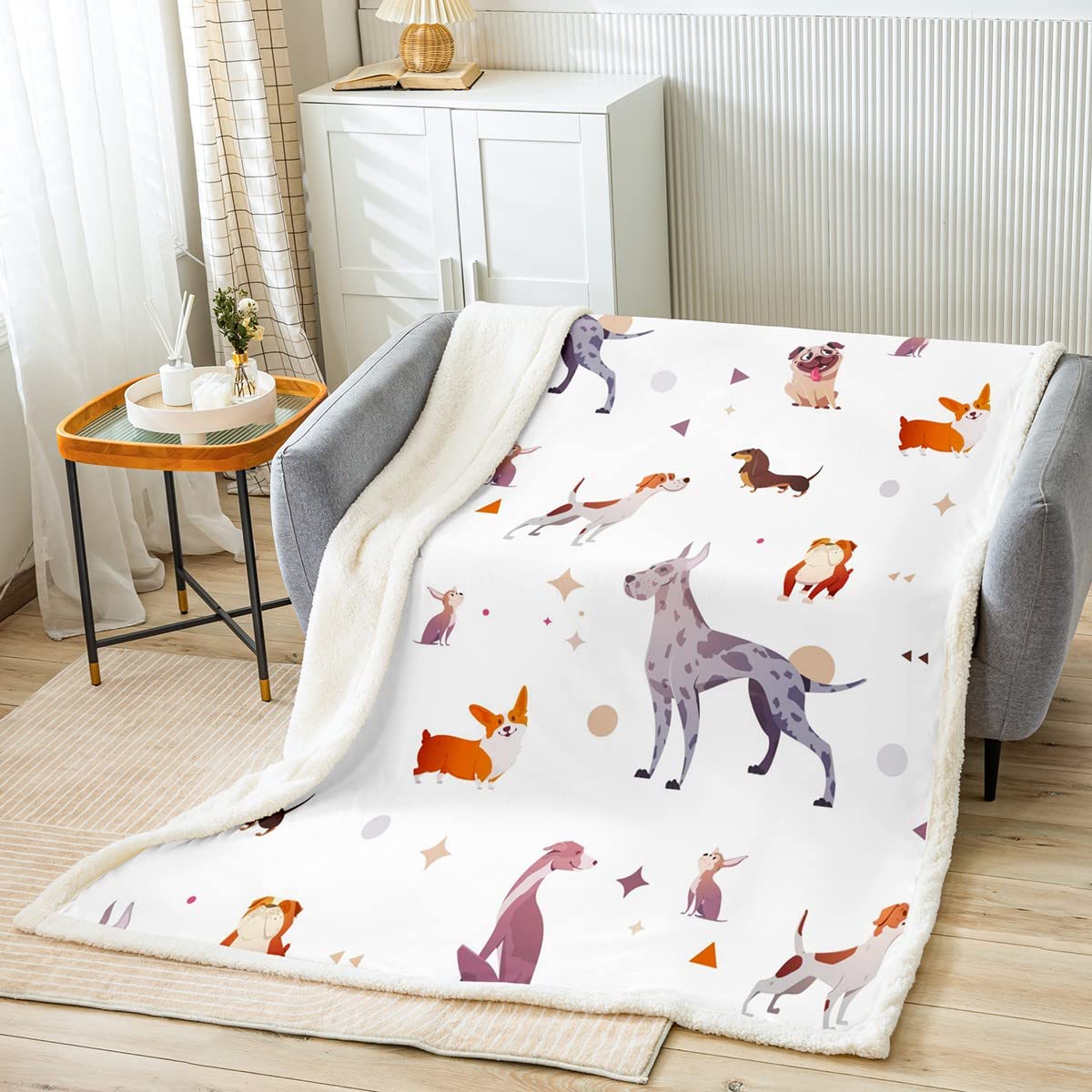 Loussiesd Manta Sherpa para perro, bonita manta de felpa para perro, animal 3D, kawaii, para cama, sofá, mascota, perro, manta cálida y mullida tamaño King, 87 x 94 pulgadas