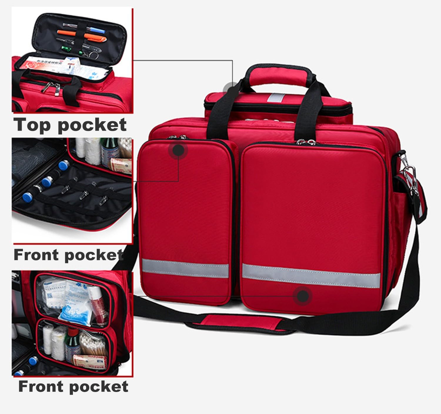 Bolsa De Emergencias,Bolsa De Primeros Auxilios Vacia,Bolsa Medica Enfermera Visita A Casa, Bolsa Bandolera Lleve Suministros Médicos con Múltiples Bolsillos para Estudiantes De Enfermera A