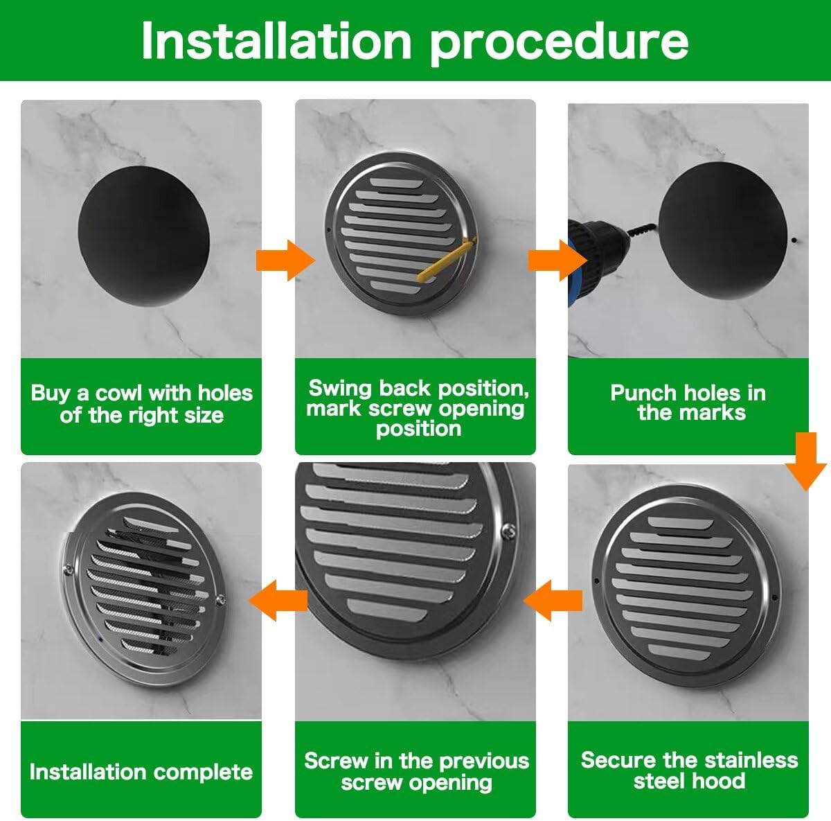 10"Inch Stainless Steel Universal Round Louvered Vent Cover with Built-in a Fly Screen for House,Office,Bathroom,Garage Ventilation