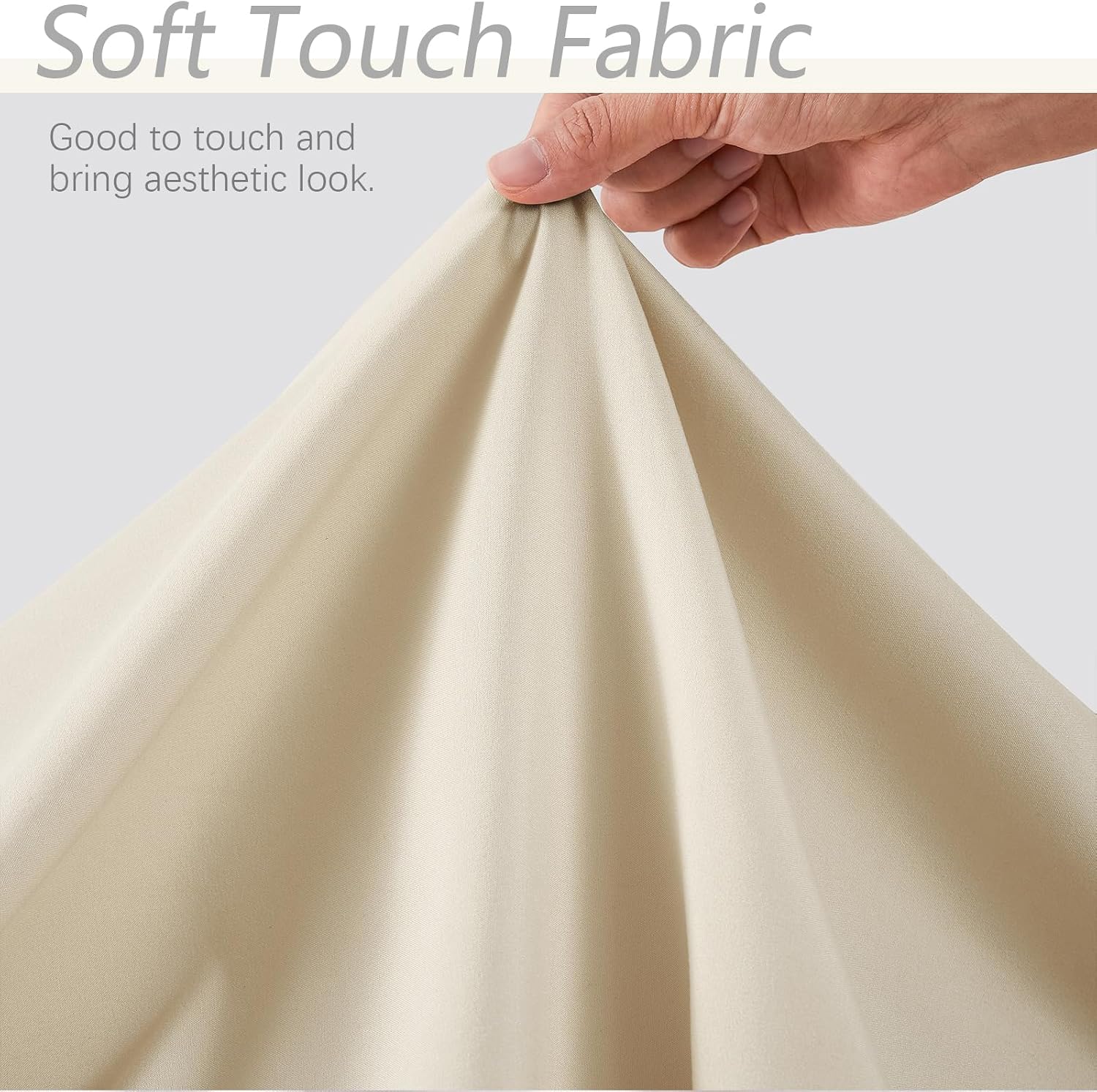 Beige Ruffle Curtains 84 Inches Long for Bedroom Living Room Soft Touch Fabric Rod Pocket Light Filtering Romantic Semi Sheer Curtains for Apartment French Country Window Privacy Decor 2 Panels, 52x84