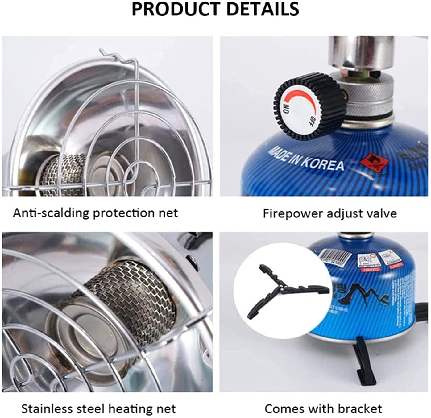 Riscaldatore da Terrazza Stufa a infrarossi Riscaldatore per patio esterno con custodia Riscaldatore a gas portatile per tenda da campeggio all'aperto Riscaldatore leggero per pesca (non contiene bomb