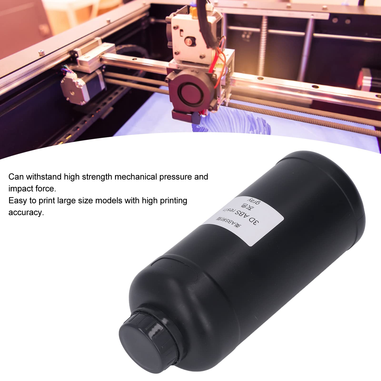 Fotopolímero de resina para impresora 3D, curado de baja contracción, alta dureza, 1000 ml para impresión de modelos grandes (gris)