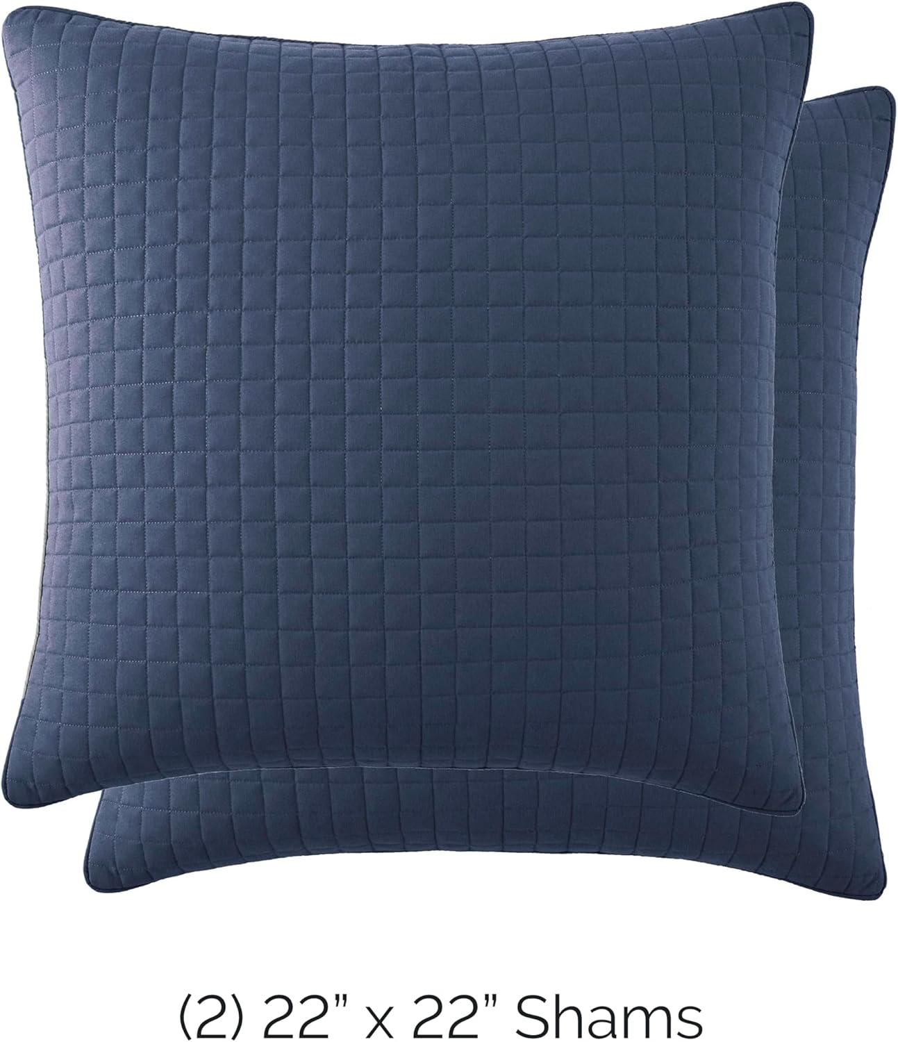 Southshore Fine Living, Inc. Decorative Blue Pillow Covers 22"x 22", Set of 2 Euro Pillow Covers, Quilted Euro Shams Fit Square Throw Pillows for Couch or Bed, Complements Quilt Set, Dark Blue