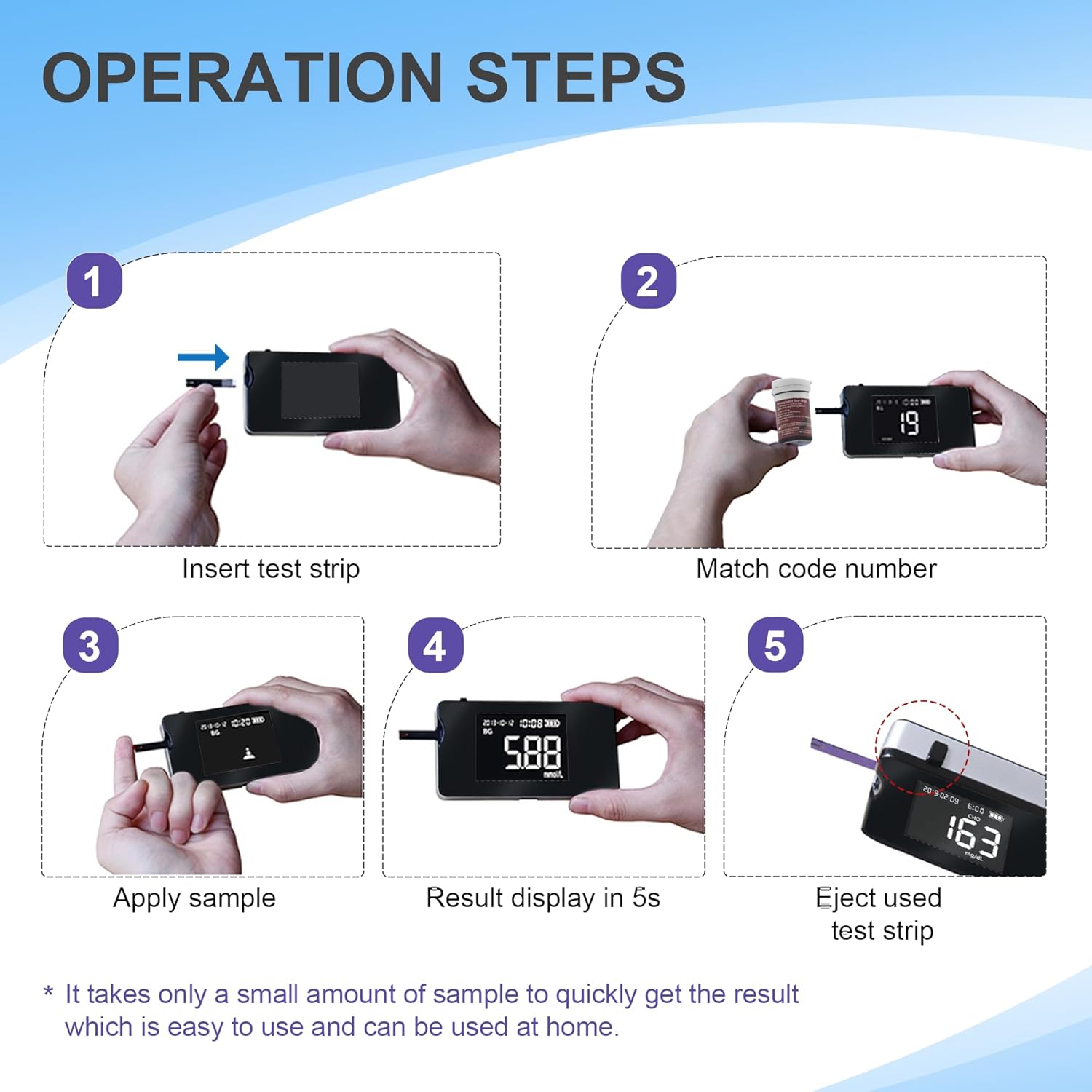 Hemoglobin Test Meter with 25 Hemoglobin Test Strips, Hemoglobin Test Kit for Home Use, Hemoglobin Tester Kits, Easy to Use