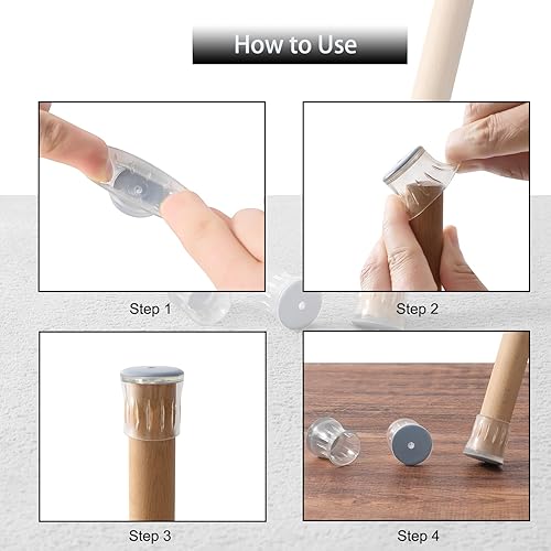 Miniatura 4 de Furnigear Deslizadores de muebles para suelos de madera dura, protectores de silicona para patas de silla, deslizadores de silla, protegen los