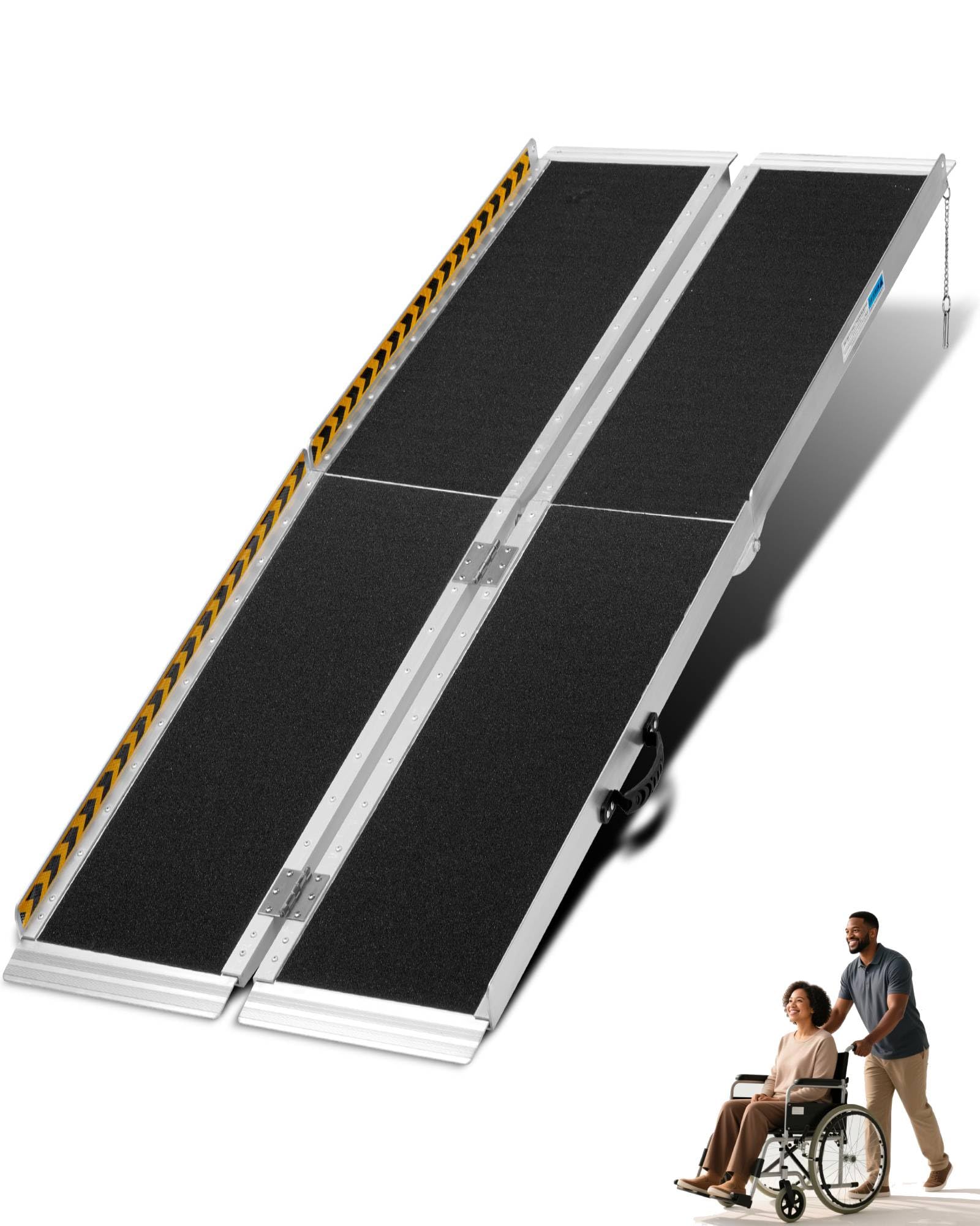 6FT Portable Wheelchair Ramp for Home Steps, Aluminum Anti-Slip Folding Threshold Ramps, Width 28.3“, Supports 600 lbs, Suitable for Step Heights of 6-18 inches, Black