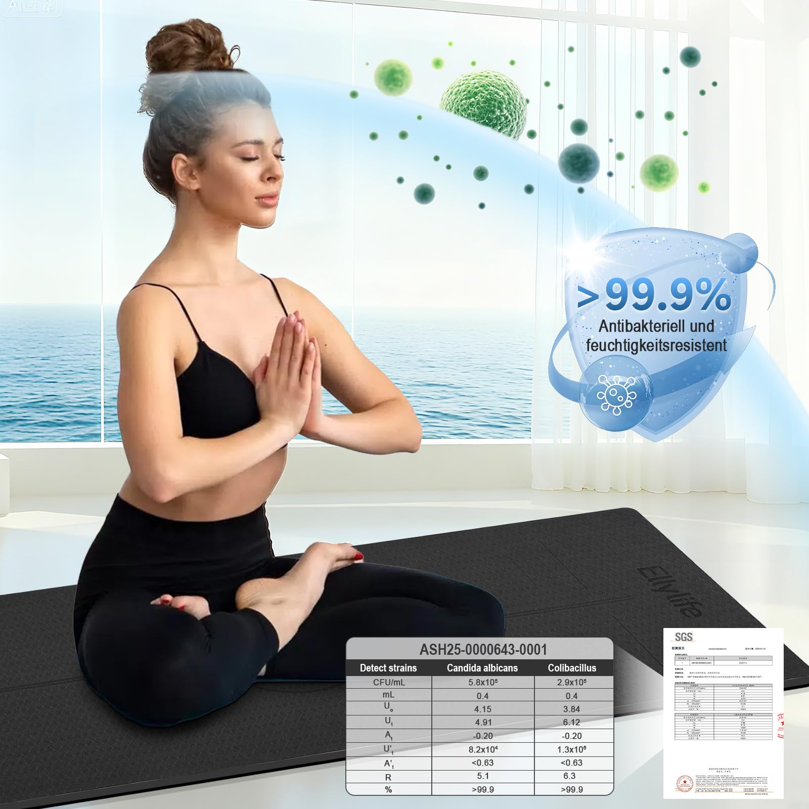Yoga Matte Rutschfest Dick, Nachhaltige Naturkautschuk + Eco TPE oder PU, Ausrichtungslinien, Hautfreundliche, Starker Grip, Einzigartiges Design, mit Tragegurt, für Yoga, Pilates, Fitness