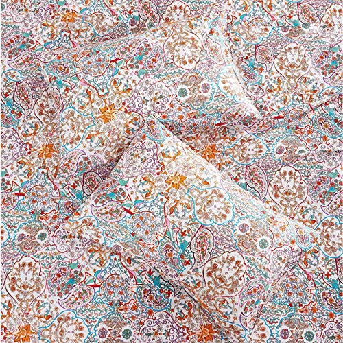 Wake In Cloud D0005-CD4-Q(J) Boho Bed Sheets, 100% Cotton, 4-Piece Sheet Set, Bohemian Paisley Chic Hippie Mandala Indian Patterned Aesthetic Bedding thumb #3