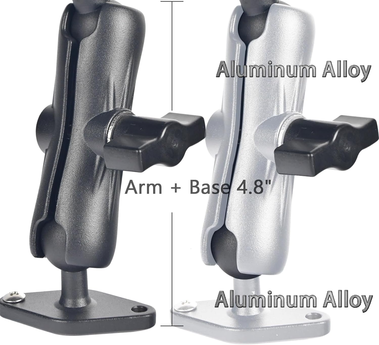 1" Ball Phone Mount – Aluminum Alloy Arm & Base, Double Ball Joint, 360° Adjustable, Screw-Mounted Base, Fits RAM B Size System – Universal Holder for Car, Truck, Van, Desk, Wall, Dashboard