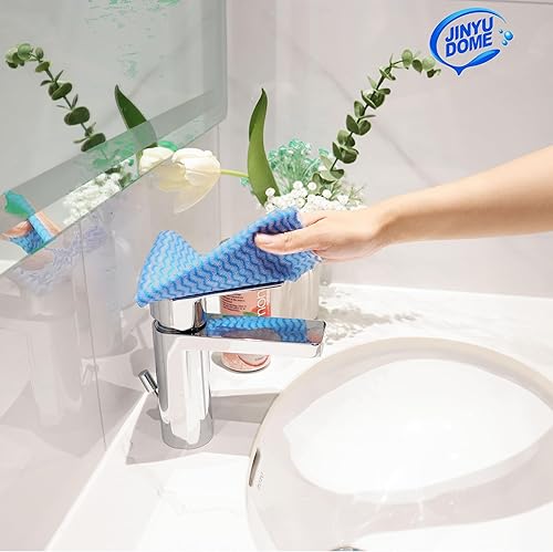 Miniatura 9 de JINYUDOME Handi Wipes - Toallitas reutilizables, rollo de toallas de limpieza desechables de cocina color azul, tela J resistente, 100 unidades