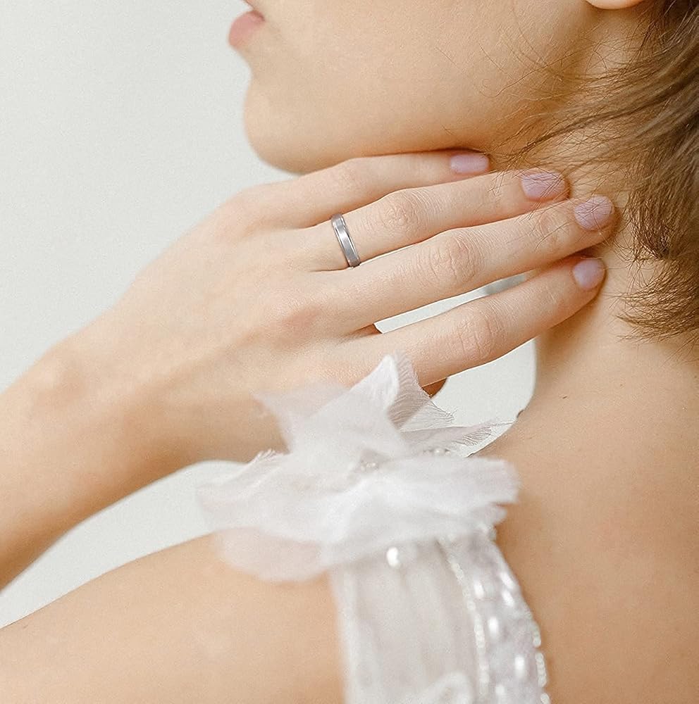 Anello In Titanio Uomo/Donna - Fede Spazzolato Argento, Larghezze 4-10mm