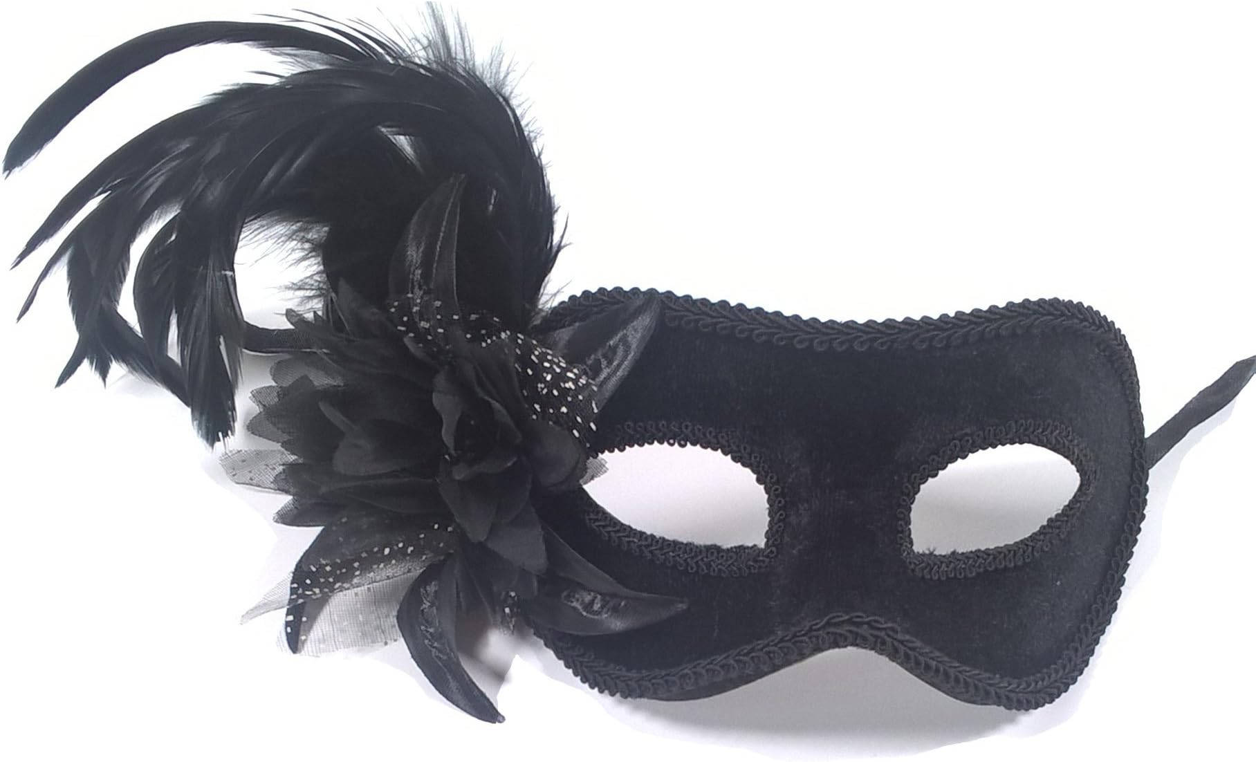 Aadan Feather Lady Masquerade Fashion Boutique Party Mask (Black)