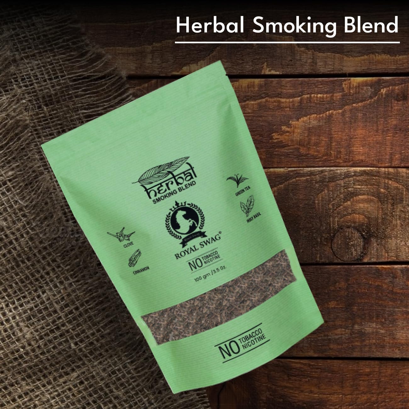 Royal Swag Tobacco & Nicotine Free Smoking Mixture with 100% Natural Herbal Smoking Blend 1 Pack (3.5 Oz/ 100G)