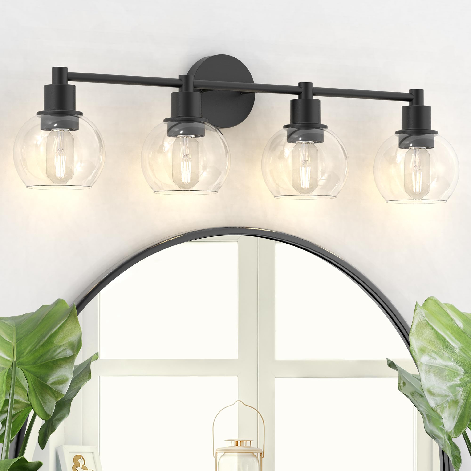 Espird 4 Lights Bathroom Vanity Light Fixtures Black, Bathroom Lights ...