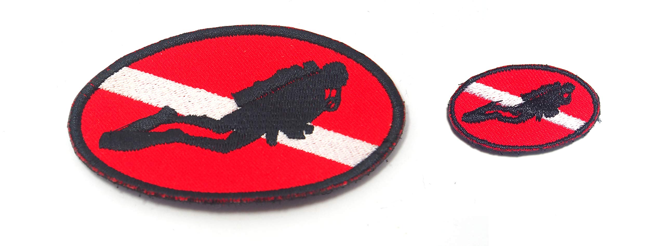 B57 Scuba Diving Diver Flag Rescue Embroidered Morale Patch 2 Pcs 9X6 cm and 4X2.5 cm Hook Backing (B)