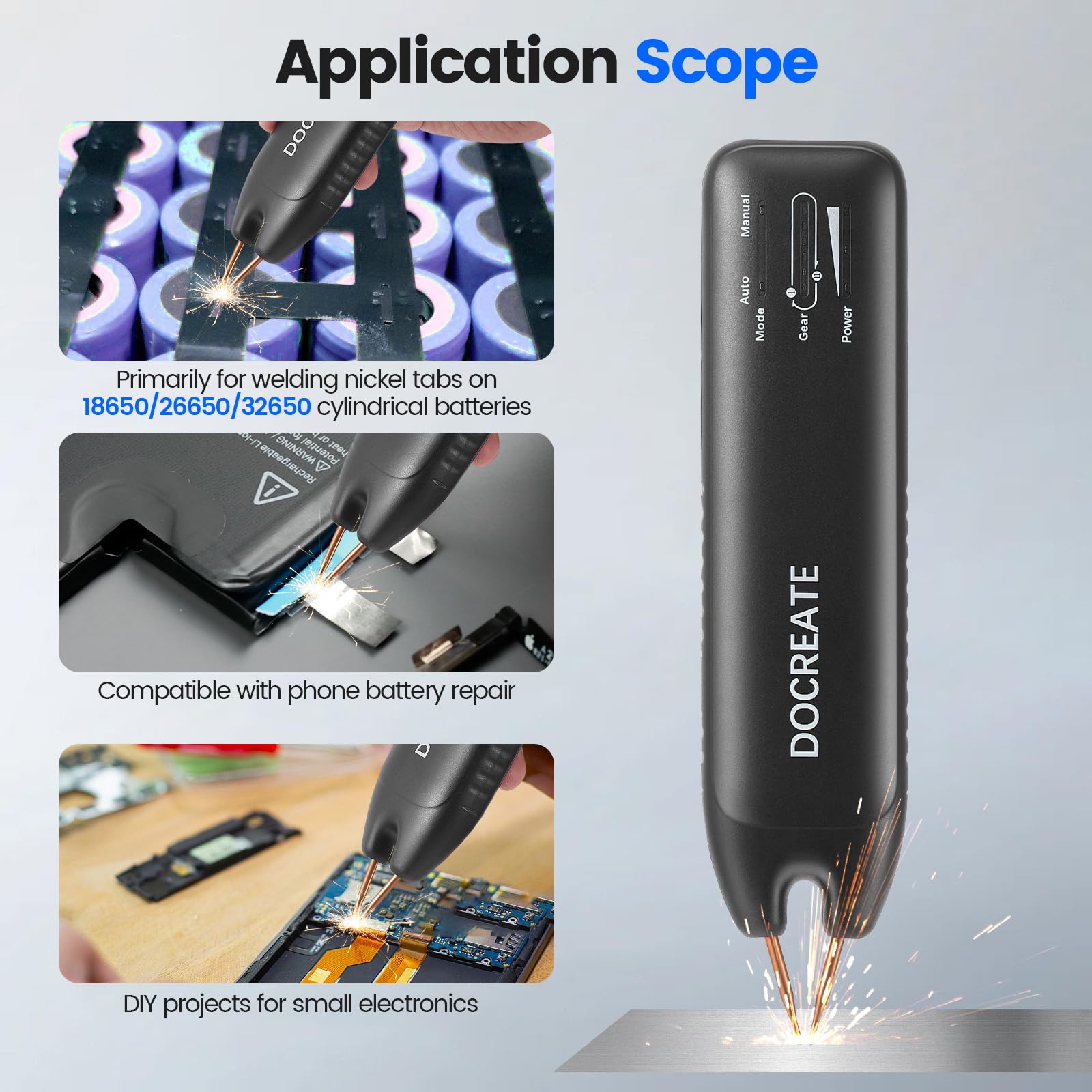 Soudeuse à points portative avec batterie, 99 vitesses réglables, affichage LED pour packs d'accus DIY