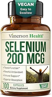 Selenium 200 mcg Capsules – High-Potency Selenium Supplement for Thyroid, Antioxidant & Immune Support – Highly Bioavailable L-Selenomethionine Essential Mineral Supplements – Vegan, 100 Capsules