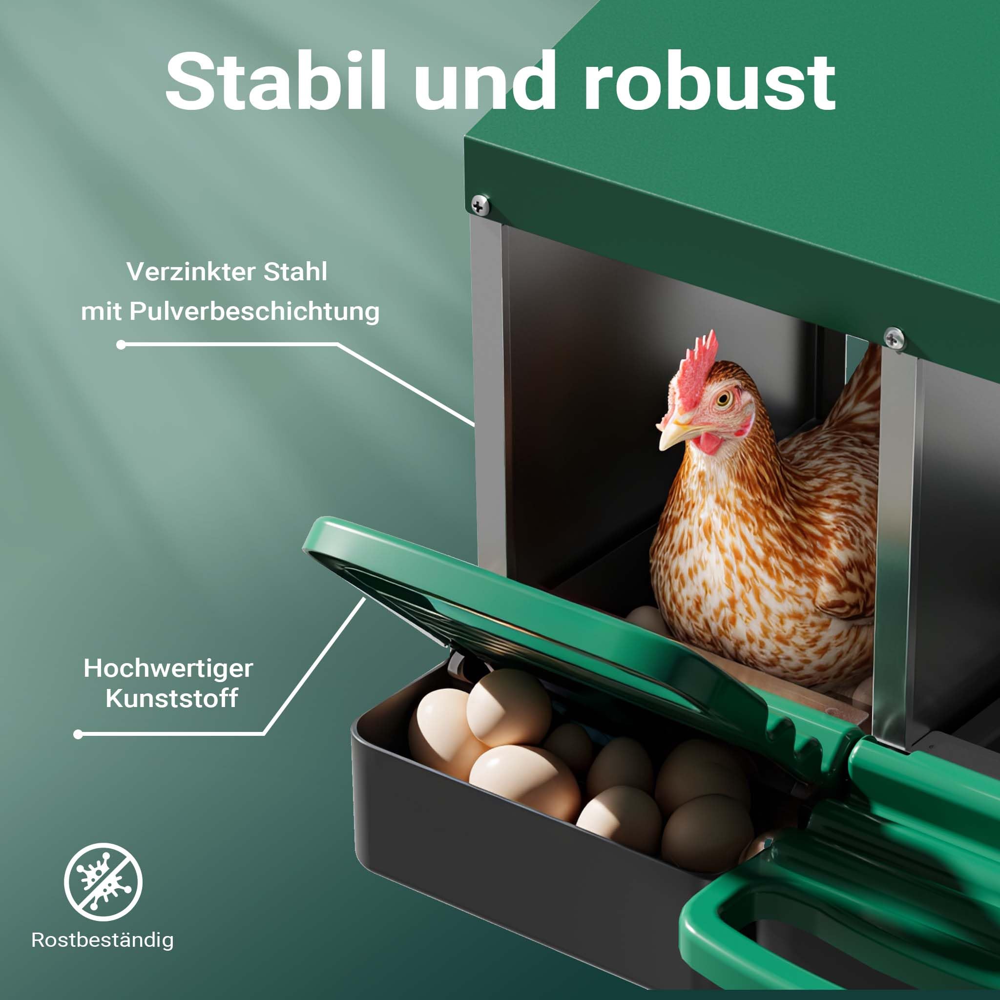 Fudajo Dreier Legenest mit Auffangschale 81 x 52 x 48 cm, Legekasten für Hühner, Hühnernest mit Lüftungslöcher für Luftzirkulation, Kunststoff Abrollnest für Wandmontage