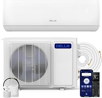 DELLA Motto Series 9100 BTU 20.5 SEER2 115V Mini Split AC, Cools Up to 400 Sq.Ft, Works with Alexa and Wifi, Ductless Inverter System Air Conditioner, Pre-Charged Heat Pump and 16ft Kits