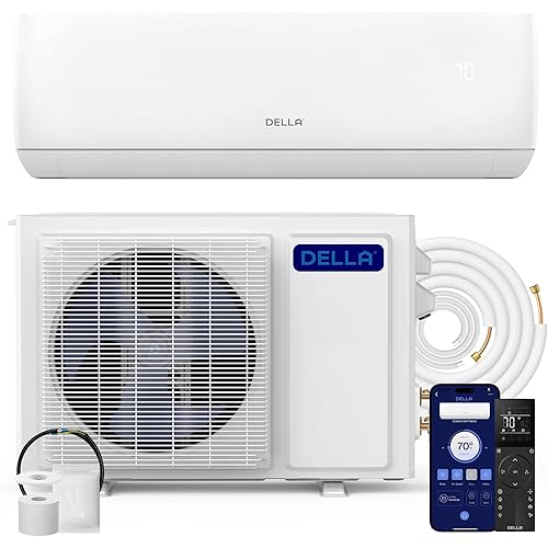 DELLA Motto Series 18000 BTU 19 SEER2 230V Mini Split AC, Cools Up to 1000 Sq.Ft, Works with Alexa and Wifi, Ductless Inverter System Air Conditioner, Pre-Charged Heat Pump and 16.4ft Kits