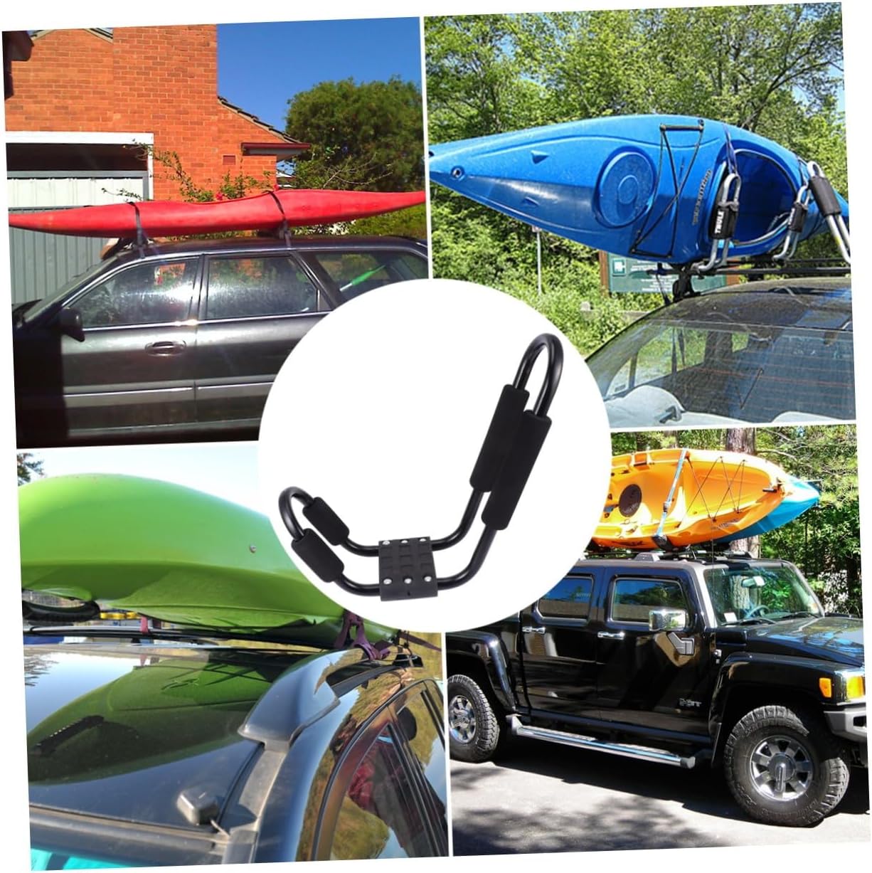Detachable Kayak Car Roof Rack 2pcs Set Black Luggage Storage Frame for Canoe and Sup Carrier Compatible with SUV Outdoor Transport