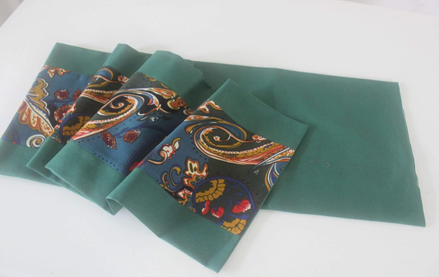 Wedding Table Runners,33x160CM,Retro Flowers Festive Table Runner Cotton Canvas,Table Runner Decoration Green Blue