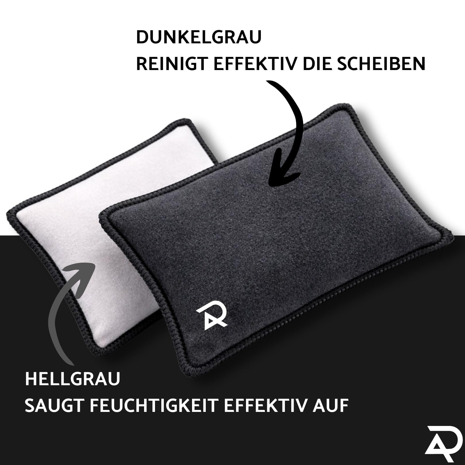 Detailing Mikrofaser Scheibenschwamm Auto 2er Set – Beschlagene Scheiben innen streifenfrei entfernen | 2in1 Reinigen & Trocknen | Saugstark & waschbar | Windschutzscheibe & Seitenfenster