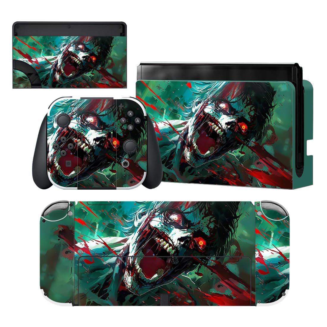PlayVital Pegatina Protectora Completa para Nintendo Switch OLED - Calcomanías Decorativas para Joy-con y Consola, Skin Stickers Adhesivos (Azul Nebula) — view 32