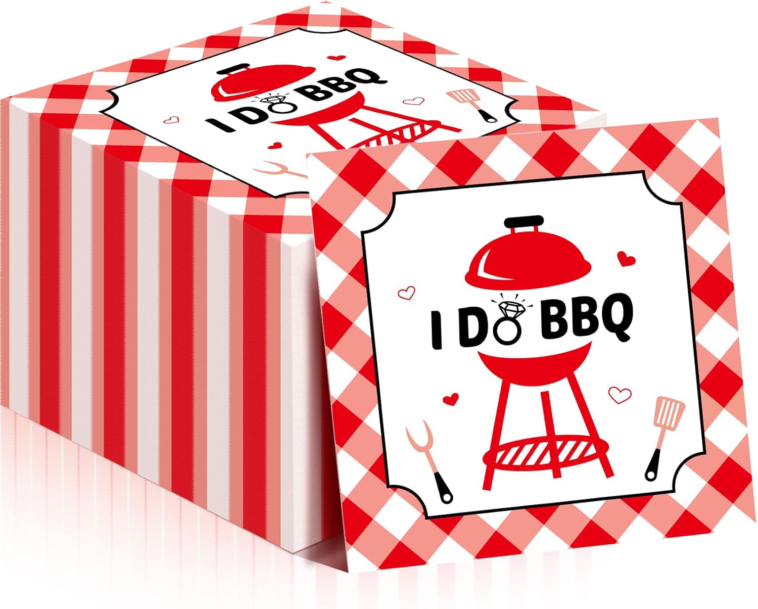 100 Pieces I Do BBQ Napkins I Do BBQ Decorations Red Checkered Napkins
