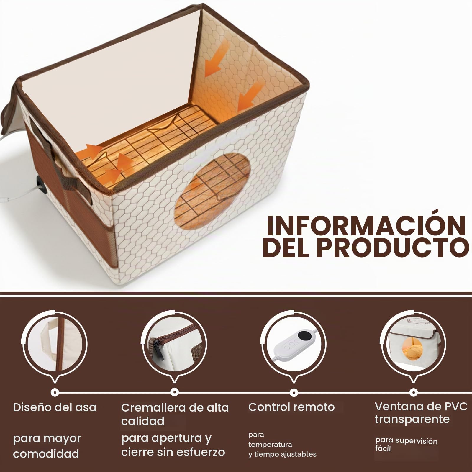 Caja de Fermentación, Caja de Fermentación Plegable con Calefacción, Temperatura NTC y Bandeja de Metal, para Hornear Pan, Yogur