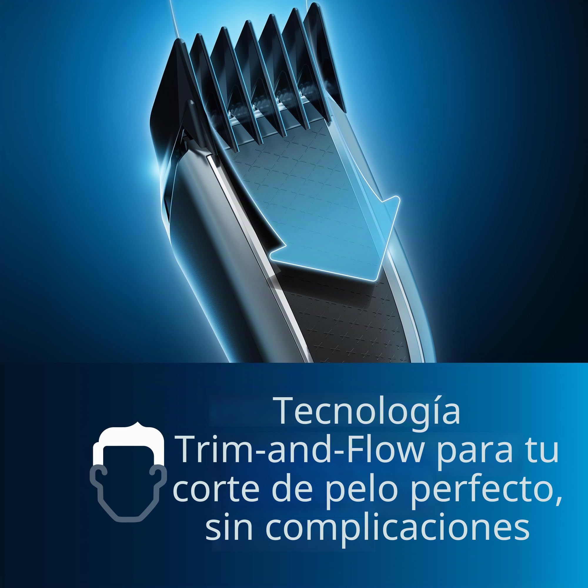 Norelco Philips - Cortapelos serie 7000, recortadora de pelo y barba, esfera de precisión, sensor PowerAdapt, recorte y flujo, DualCut, DuraPower, 28 ajustes de longitud, tiempo de funcionamiento de