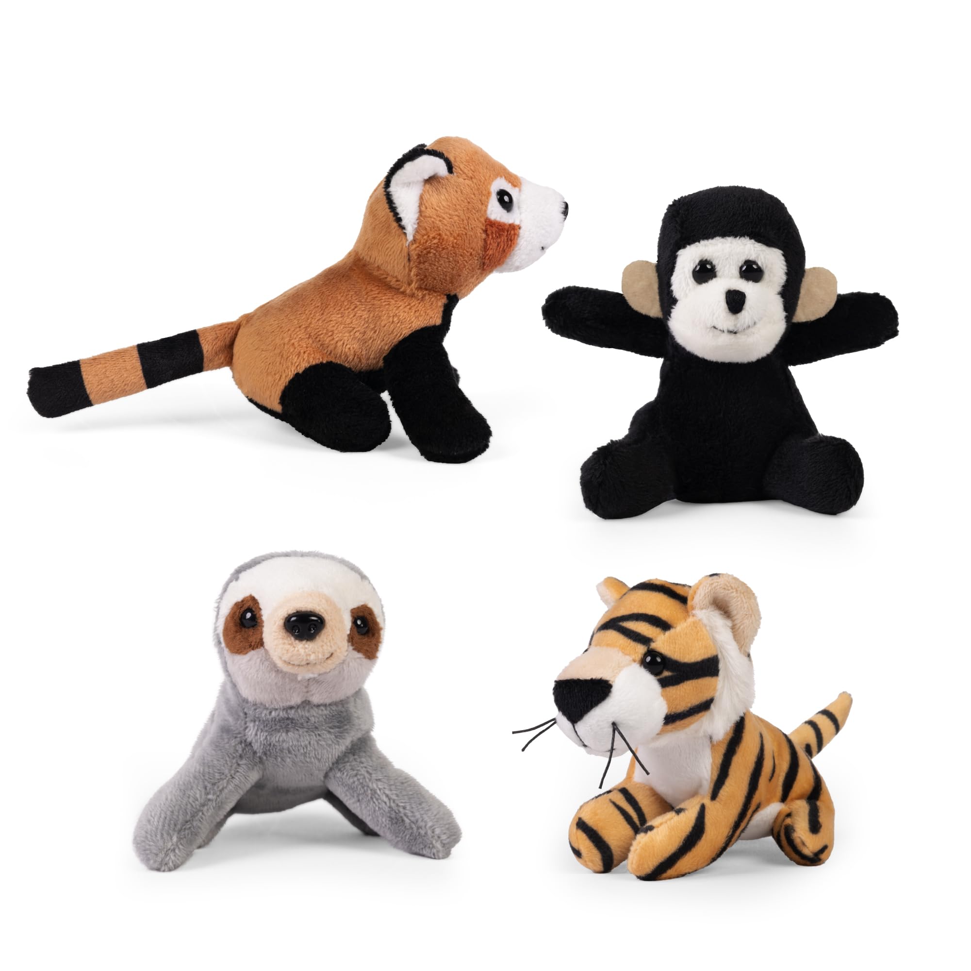Living Nature Jungle Buddies Soft Toys x4 Bundle | Fluffy Mini Jungle Animals | Soft Toy Gift for Kids | 9 cm