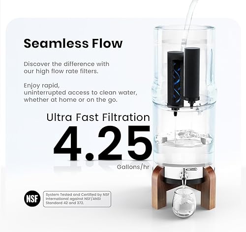 Miniatura 5 de Elementos de filtro de repuesto de carbono certificados por NSF  Paquete de 2 filtros para filtros de agua Phoenix Gravity, repuesto para Berkey