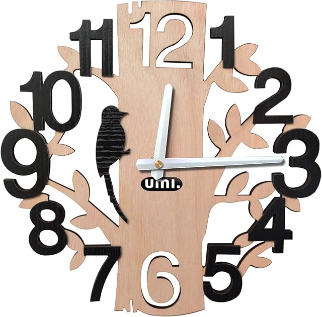 Amazon Brand - Umi - Tree-Shape Wall Clocks Silent Non-Ticking Quartz Clocks for Office Kitchen Living Room Bedroom