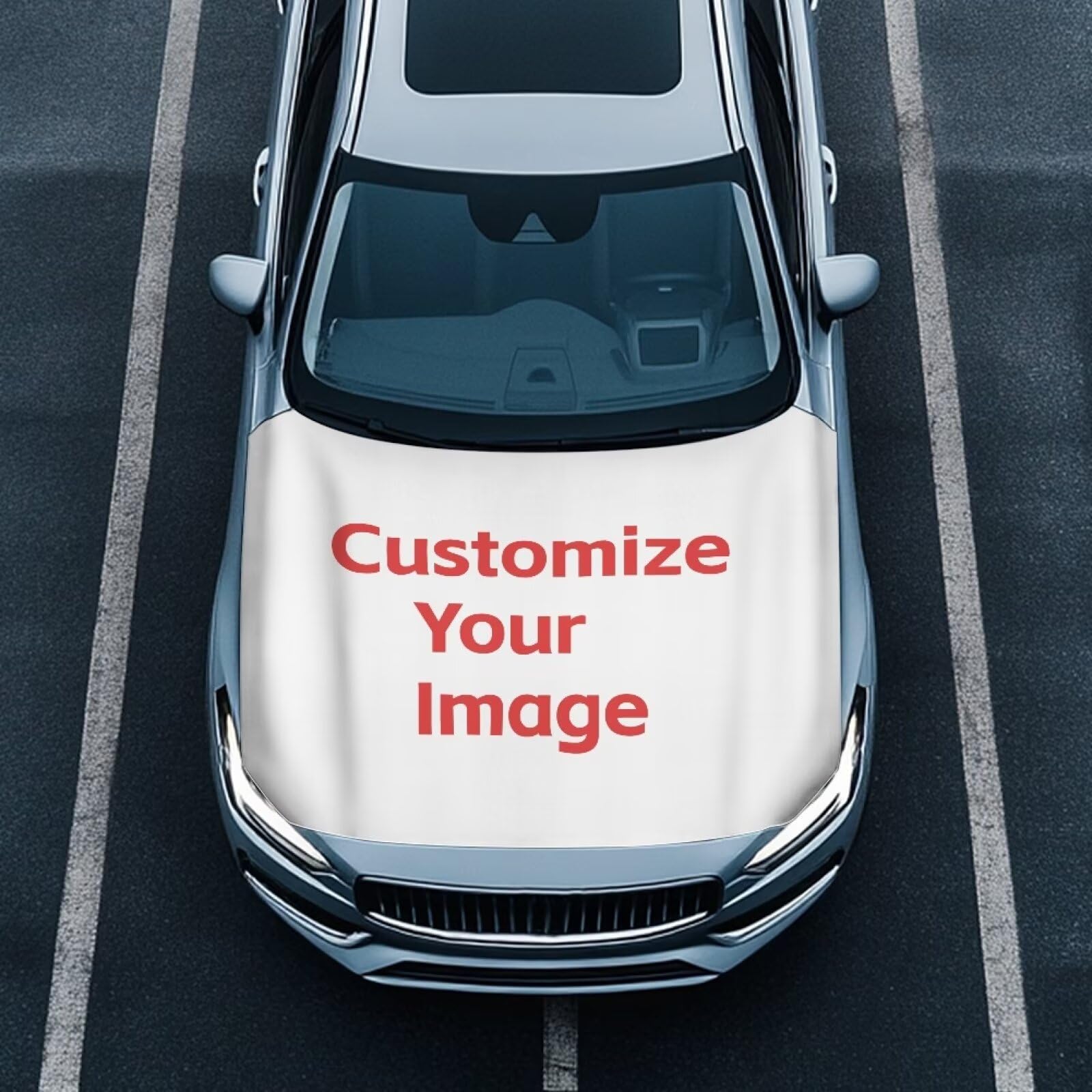 Renewold Custom Personalized Car Hood Cover Protector, Add Your Own Photo Hood Covers for Cars, for Most Sedans Small SUV Truck, Customized Hood Wrap Blanket, Auto Exterior Accessories