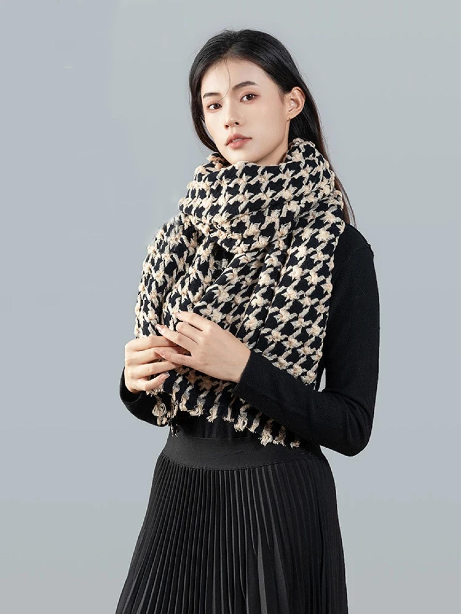Schals Tücher Halstuch Scarf Frauen Schal Herbst Winter Vintage Hahnentritt Scarve Warm Femme Foulard Wrap Schal