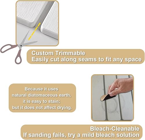 Miniatura 8 de Tapete de secado de piedra para encimera de cocina, tapete plegable grande de secado de platos de piedra, tapete de baño de tierra de diatomeas