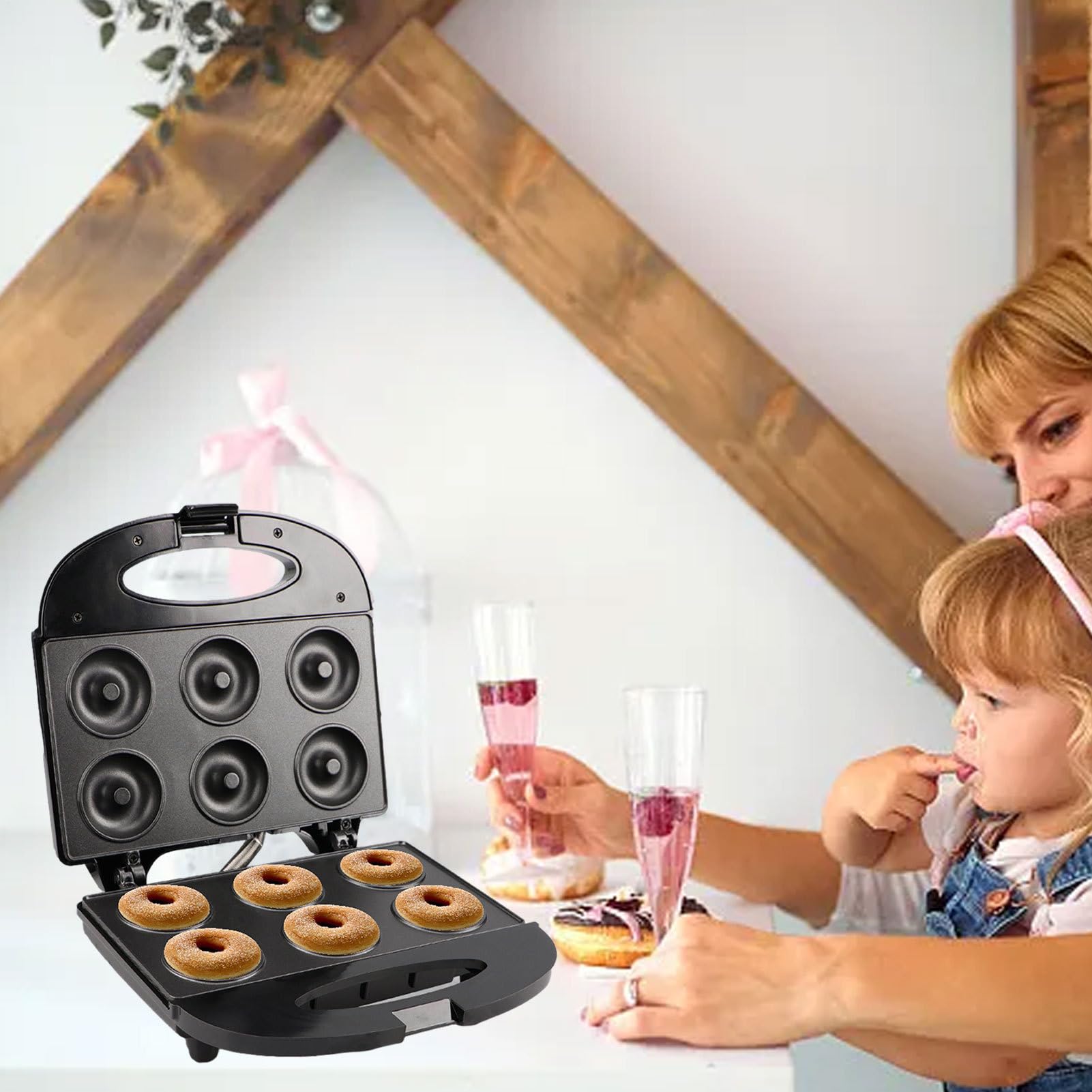 Macchina Per Realizzare Ciambelle Mini Elettrodomestico Per Cottura | 750W Per Pancake Mini Per Casa Famiglia Colazione Dessert Snack Dolci Pancake