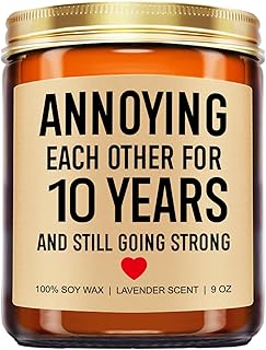 Funny Scented Candle, 10 Year Anniversary, Gifts for Wife, Husband, Couple - Aluminum or Tin Gifts for 10th Anniversary for Him, Her - 10 Year Wedding Anniv. Decorations - 9 oz