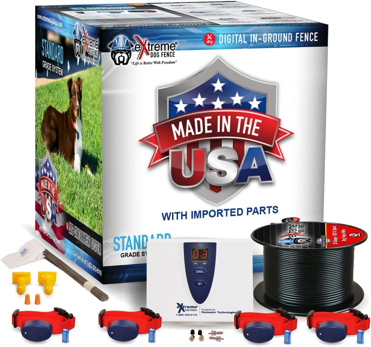 Underground Electric Dog Fence Premium - Standard Dog Fence System for Easy Setup and Superior Longevity and Continued Reliable Pet Safety - 4 Dog |