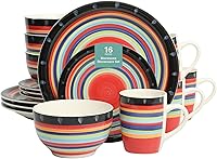 Vista 14 de Gibson Home Rockaway - Juego de vajilla redonda de gres de 12 piezas, servicio para 4 – Platos y cuencos color crema, acabado mate moderno, apto