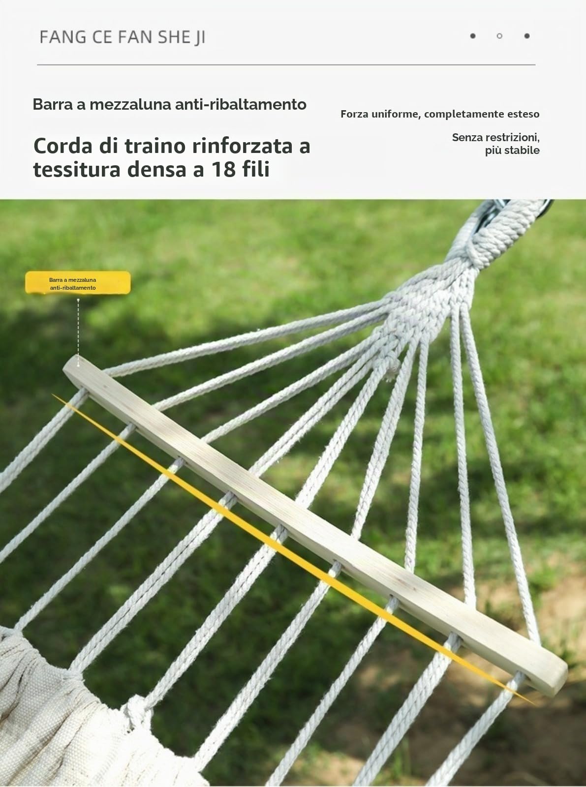 Amaca singola in tela antiribaltamento, amaca portatile da campeggio per esterni, amaca per relax da patio/balcone, portata massima 200 kg, disponibile in diversi colori.