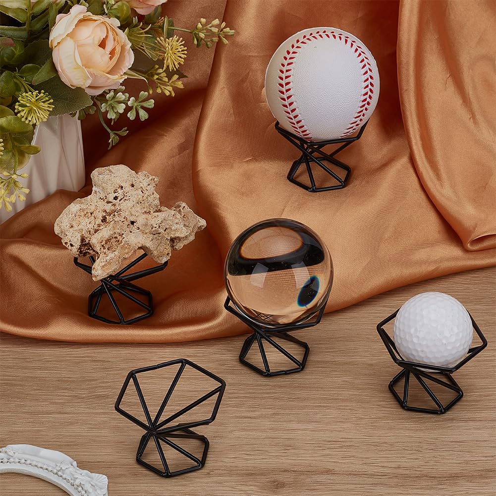 FINGERINSPIRE 5Pcs Support de Présentation de Boule de Cristal Hexagonal en Fer 53.5X60X40.5mm Support de Présentation Métal Noir Base de Boule de Verre Divination Photographie Base de Boule Lentille