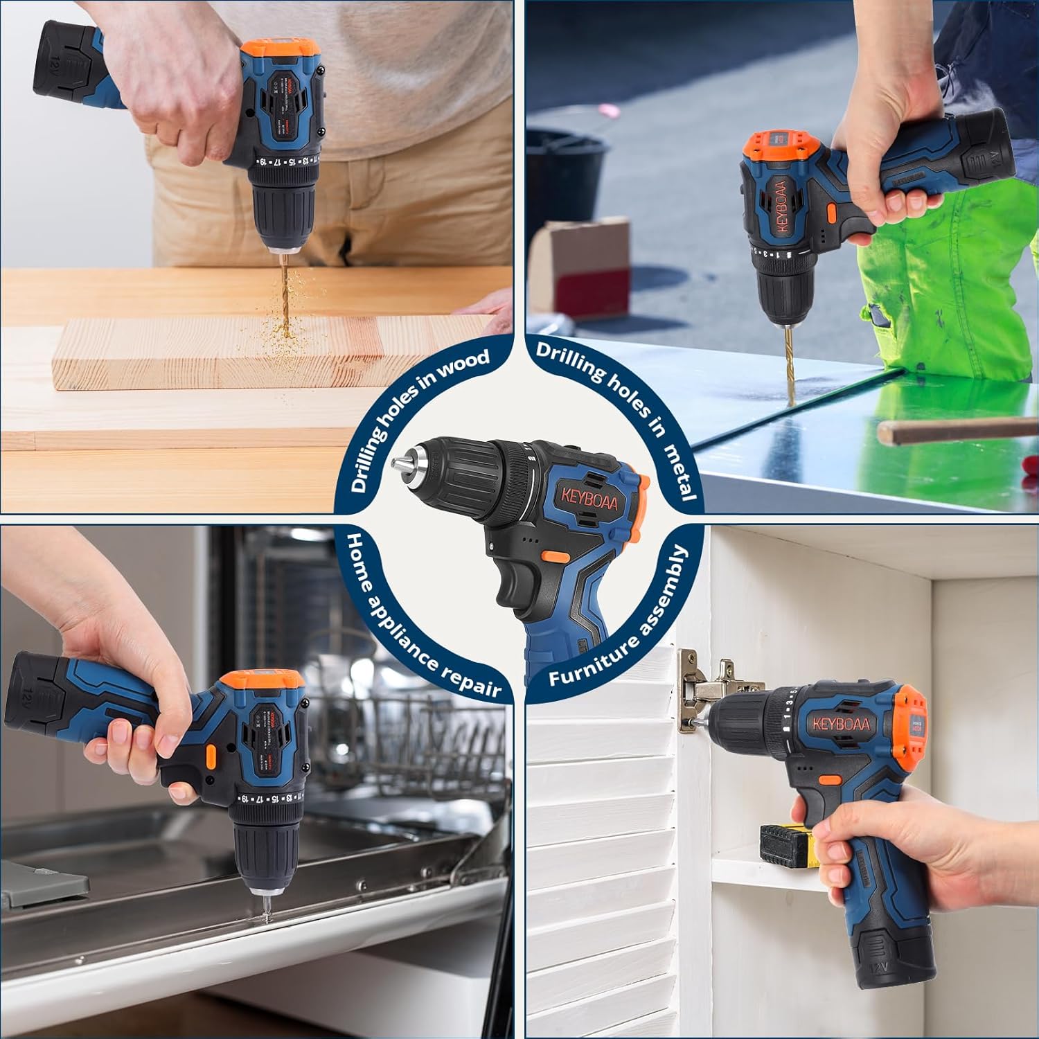 12V MAX Brushless Cordless Drill Set, Power Drill Kit with 2×1.5Ah Batteries & Fast Charger, 3/8" Keyless Chuck, 350 In-lbs Torque, 2-Speed Electric Screwdriver for Home DIY, 20pcs Accessories