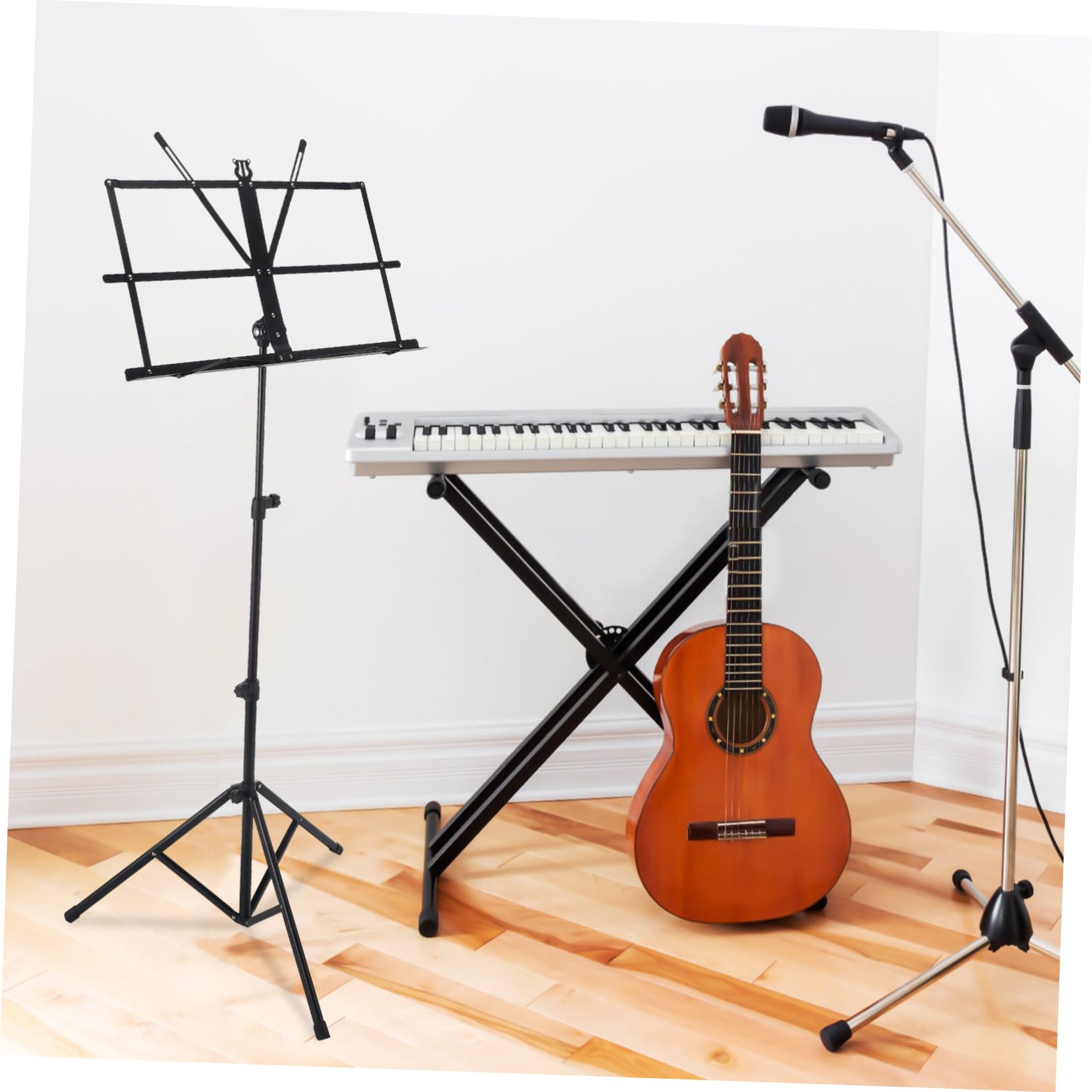 HANABASS Leggio Spartiti Pieghevole Regolabile Base Stabile Supporto Portatile per Spartiti e Libri Musicali Salvaspazio e Robusto per Scuola e Concerti