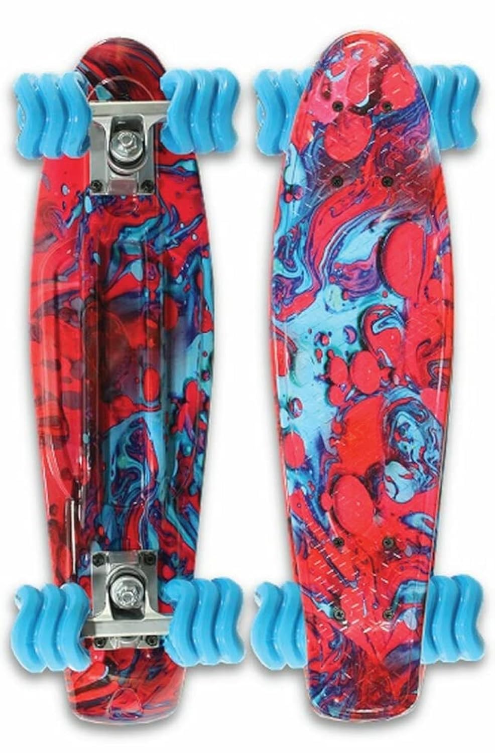 ペニー 22インチ レッド　シャークウィール ブルー　60mm DNA Shark Wheel 22.5” Plastic Cruiser Skateboard, Complete with Red