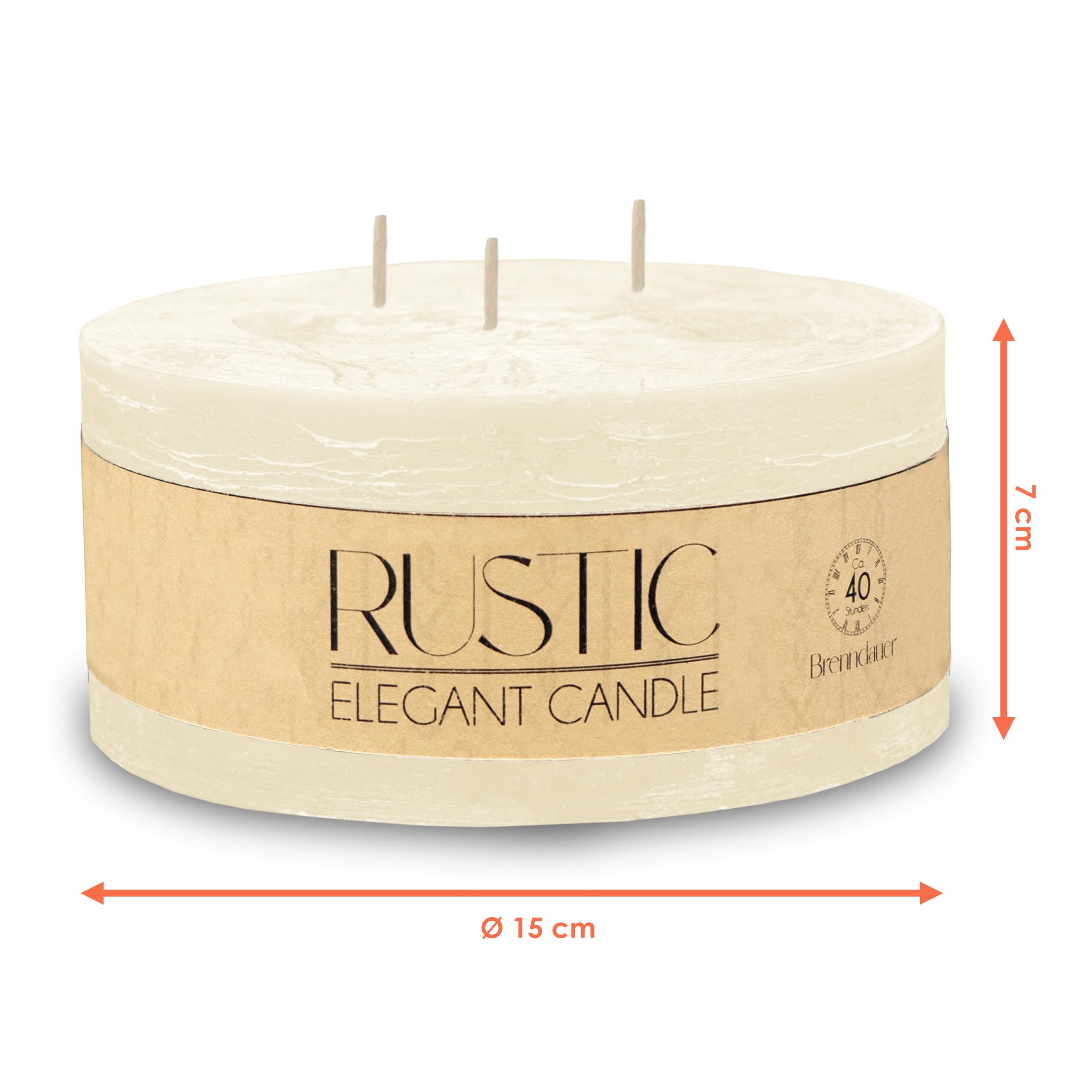 Spetebo XXL 3-Docht Kerze Weinrot - 12x12cm Stumpenkerze Mit 65h Brenndauer