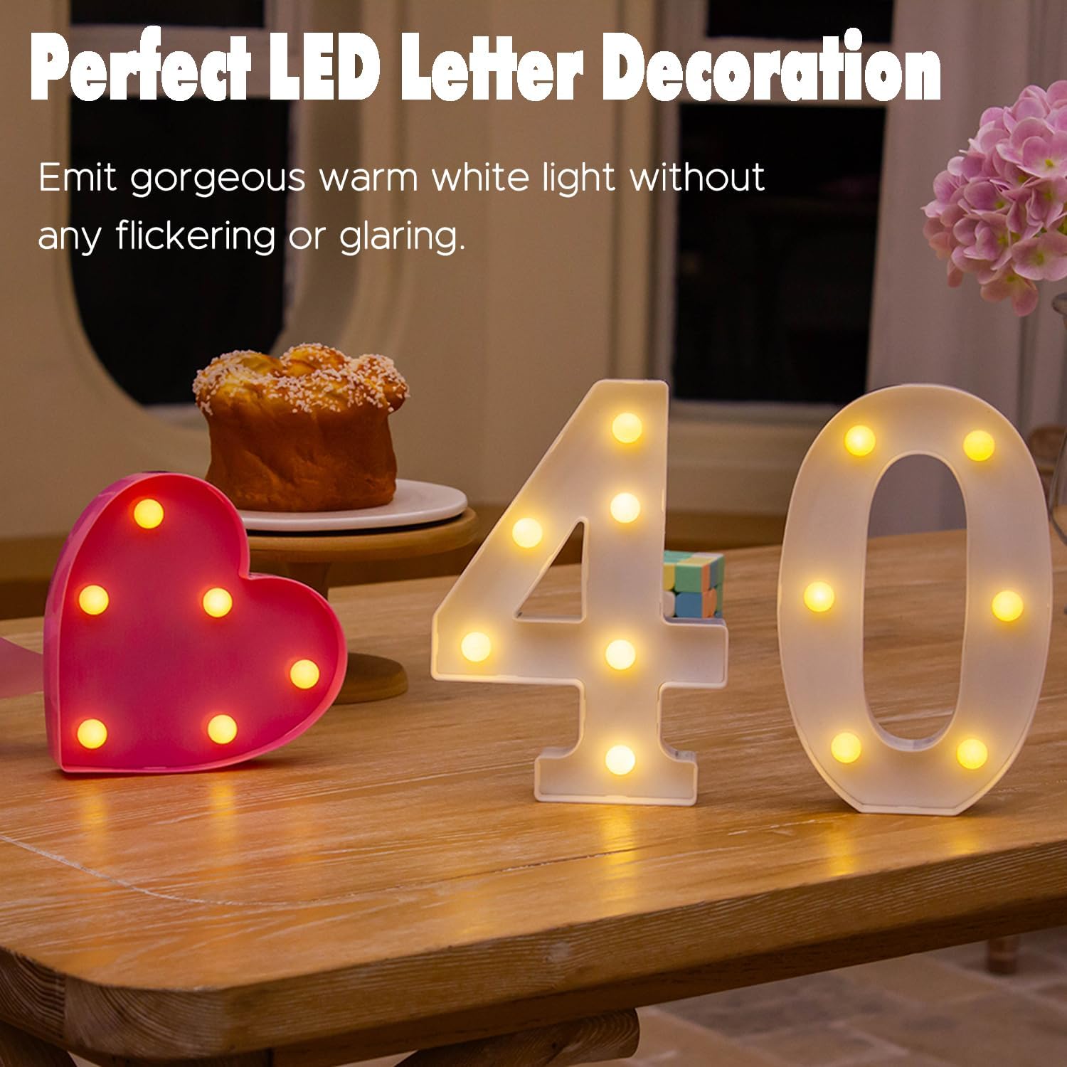 LED Marquee Numbers, Small Light Up Numbers for Party, 8.58 Inch Battery Powered Lighted Number for Birthday, Night Light, Table or Home Decor (Number 4)