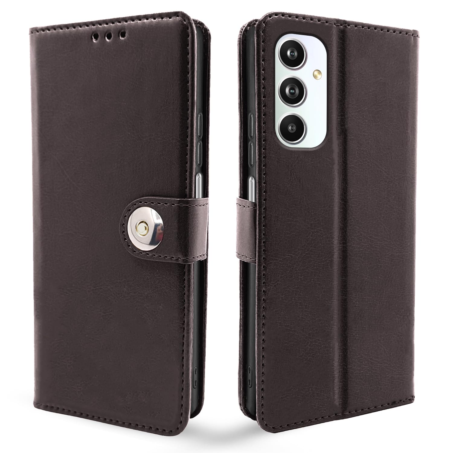 Pikkme Samsung Galaxy M34 5G Flip Cover Leather Finish | Inside TPU with Card Pockets | Wallet Stand and Shock Proof | Complete Protection Button Flip Case (Coffee) (B0CBBK7FFD) Amazon Price History, Amazon Price Tracker