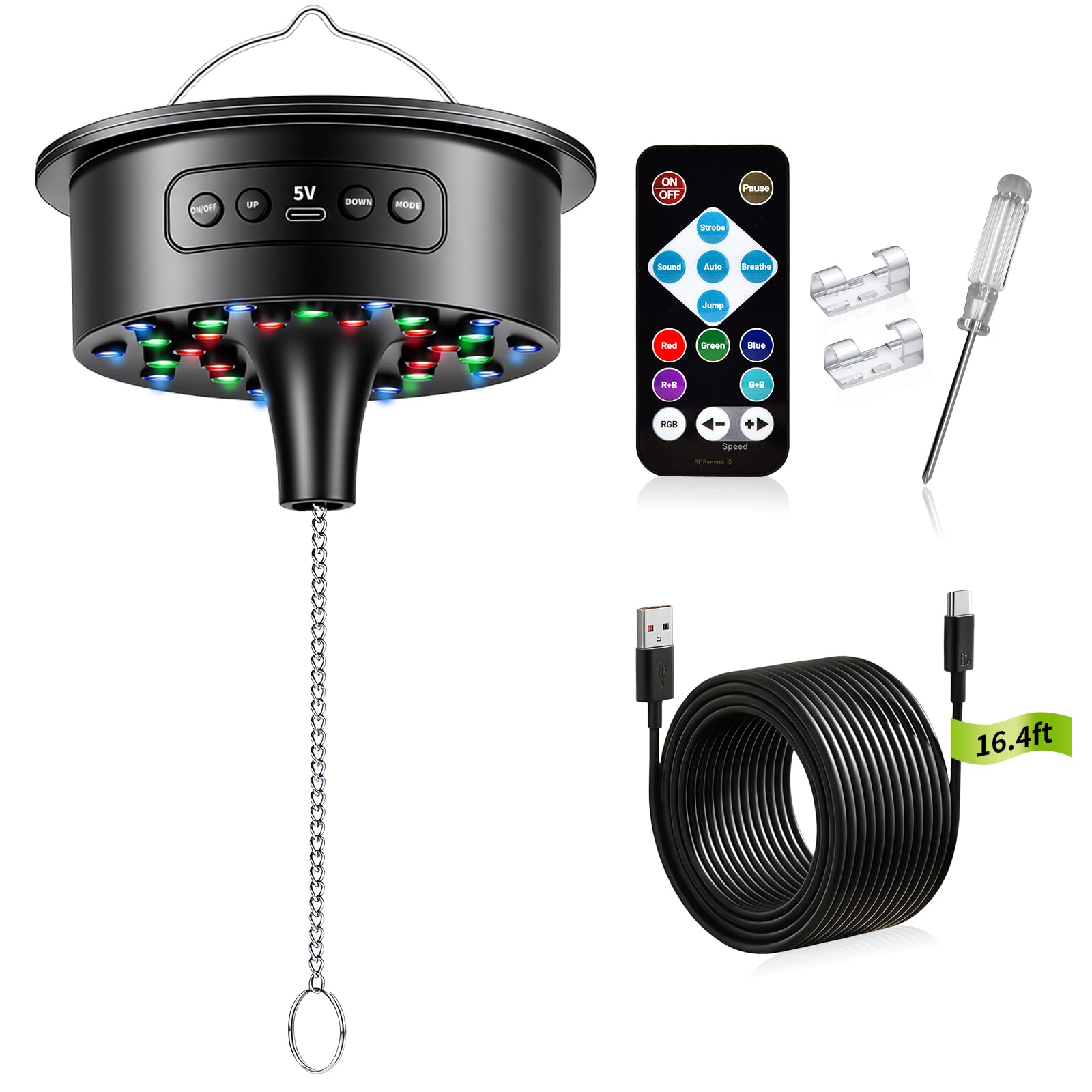 Photo 1 of Disco Ball Motor with Remote & RGB Lights, 30 Bright LEDs, 0-15 RPM Adjustable Speed Disco Ball Spinner, Supports 4'' to 16'' Mirror Balls for Parties DJ Wedding Christmas Birthday Camping